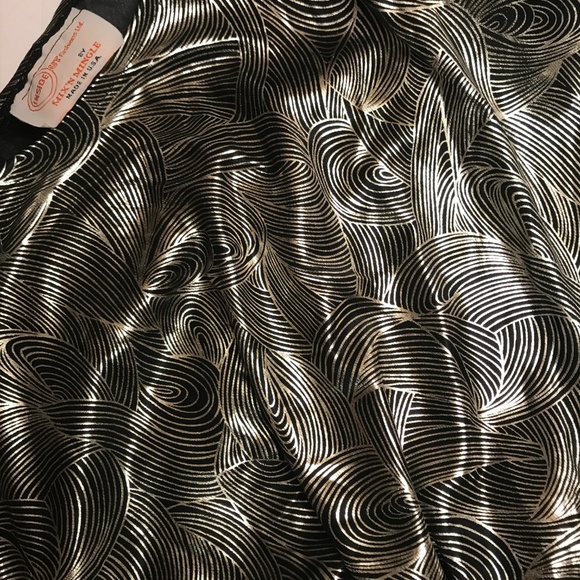 Metallic Liquid Gold Blouse black new vintage S/M - Picture 6 of 6